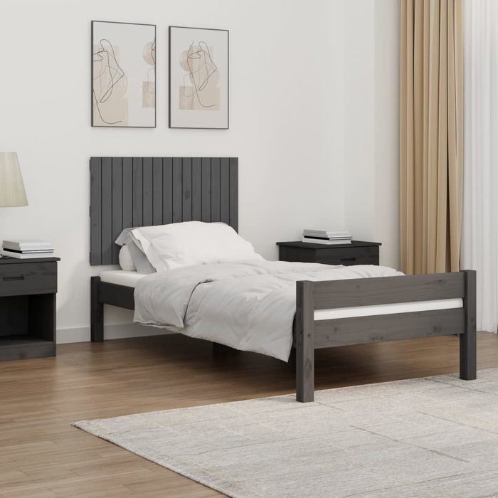 Cabecero de pared gris 95,5x3x60 cm madera maciza de pino