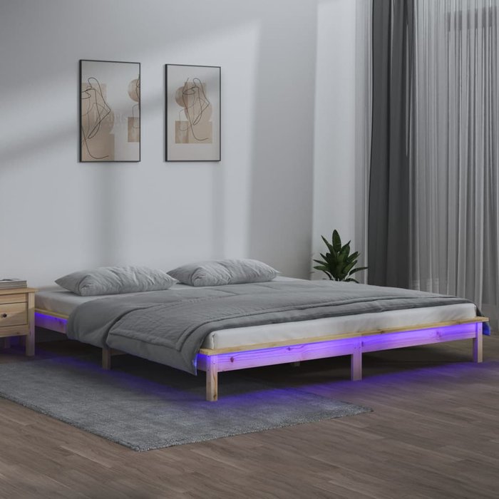 Maison exclusive - estructura de cama led sin colchón madera maciza 120x200 cm
