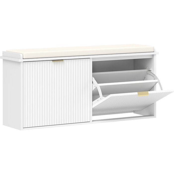 Banco zapatero homcom mdf blanco 104x26x47.5 cm