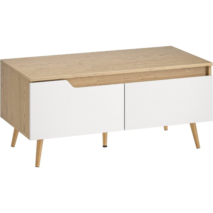 Mesa de centro homcom melamina de madera, mdf roble 100x50x46 cm