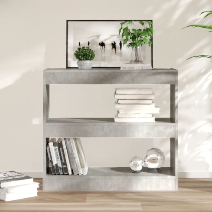 Librería/separador de ambientes gris cemento 80x30x72 cm