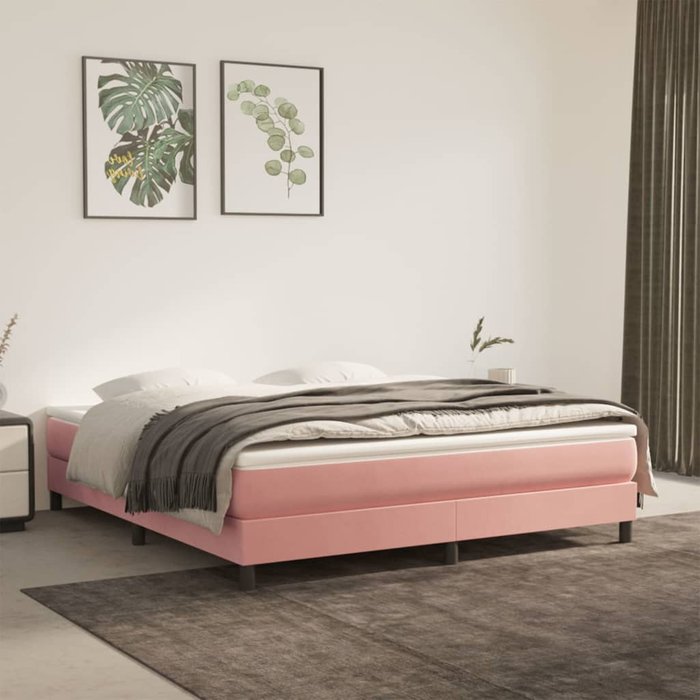 Maison exclusive - estructura de cama con somier terciopelo rosa 180x200 cm