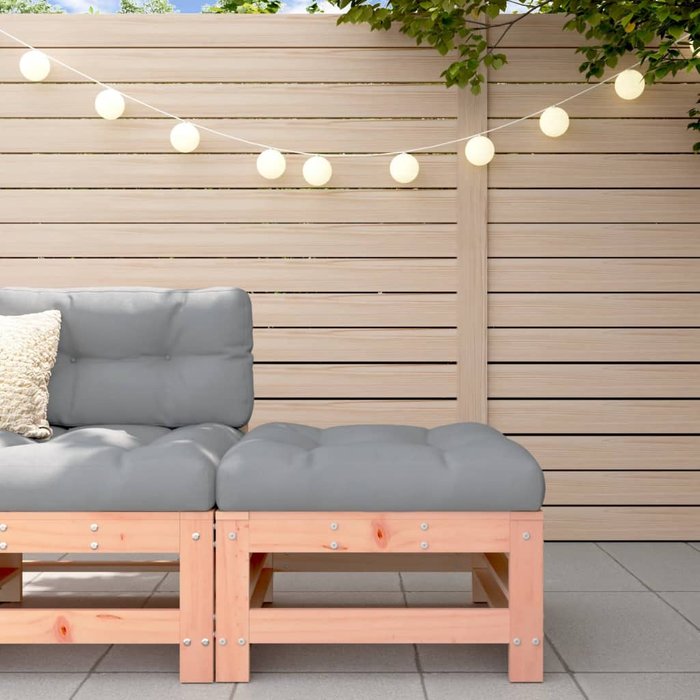 Reposapiés de jardín con cojín douglas de madera maciza