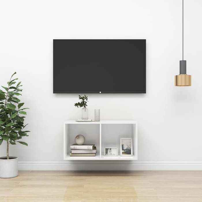 Mueble de tv de pared blanco, 37x37x72 cm, madera de ingeniería