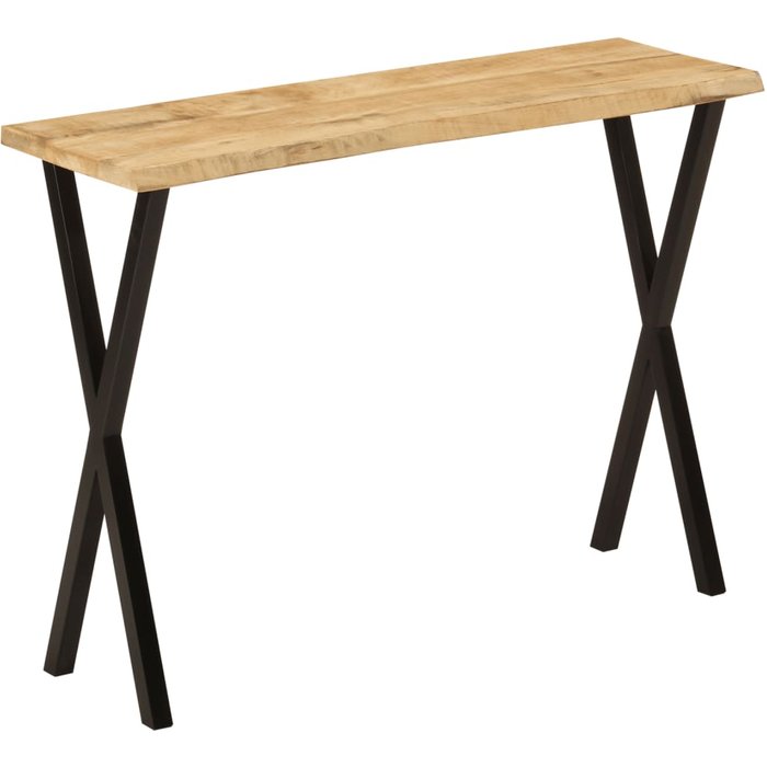 Mesa consola con borde natural madera maciza mango 105x33x76 cm