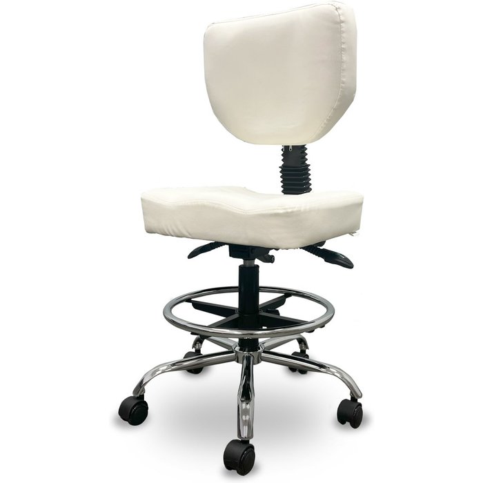 Taburete hidráulico con respaldo y reposapies wellcore