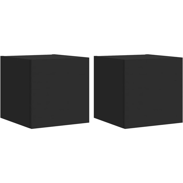 Muebles de tv de pared con iluminación led 2 uds negro 30,5x35x30 cm