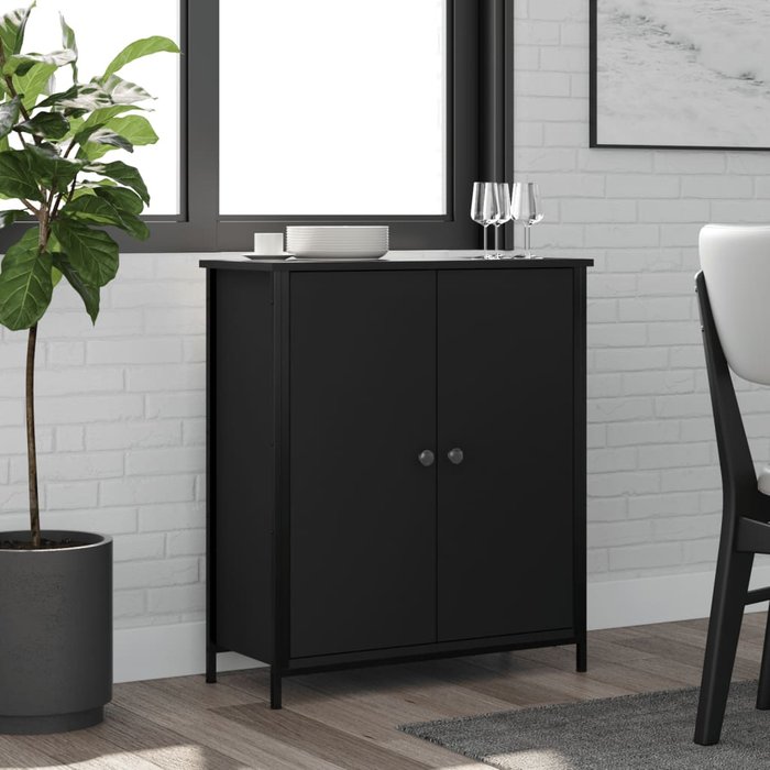 Vidaxl aparador de madera de ingeniería negro 70x30x80 cm
