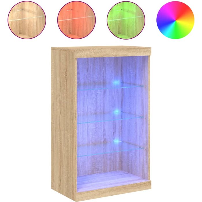 Aparador con luces led roble sonoma 60,5x37x100 cm - comfortxl