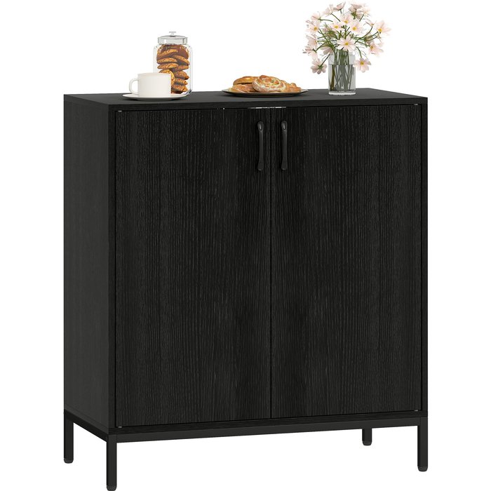 Aparador 2 puertas negro 80x40x90cm estante ajustable salón cocina moderno