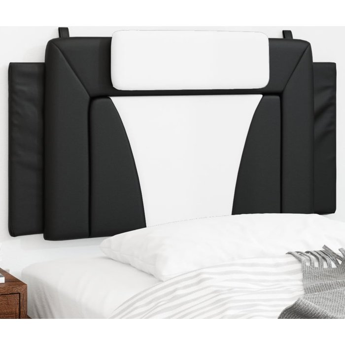 Cabecero de cama acolchado cuero sintético negro blanco 100 cm - comfortxl