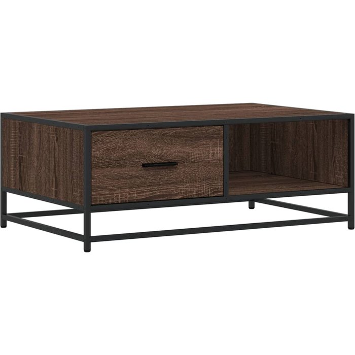 Mesa de centro de madera laminada y metal marrón 90x57x35 cm - comfortxl