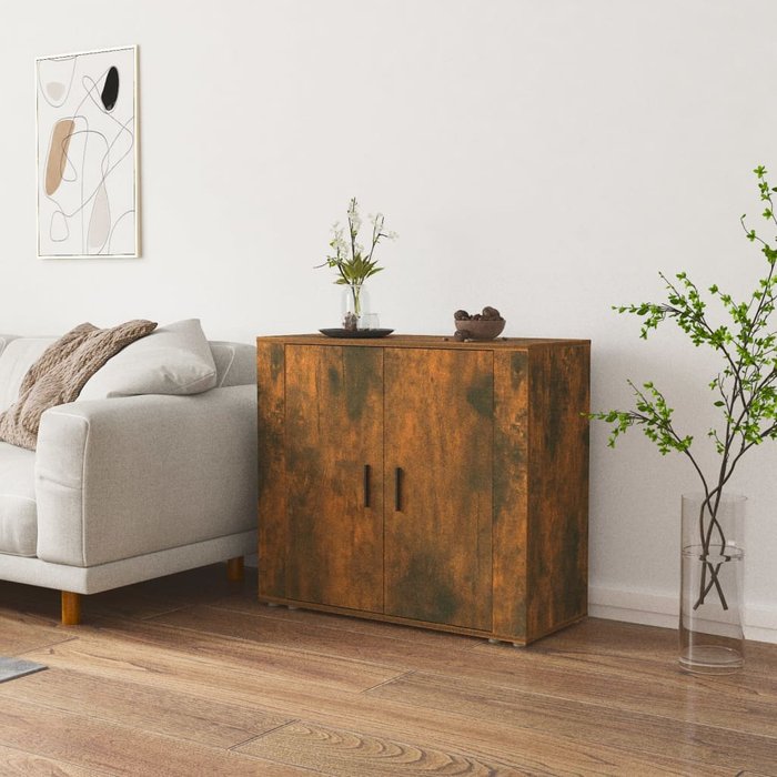 Maison exclusive - aparador madera contrachapada color roble ahumado 80x33x70 cm