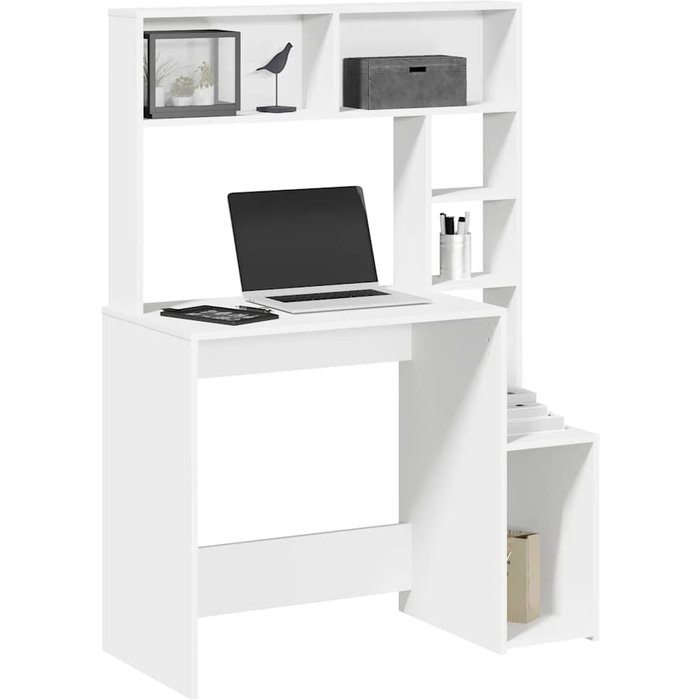 Escritorio con estantes madera contrachapada blanco 100x45x140 cm