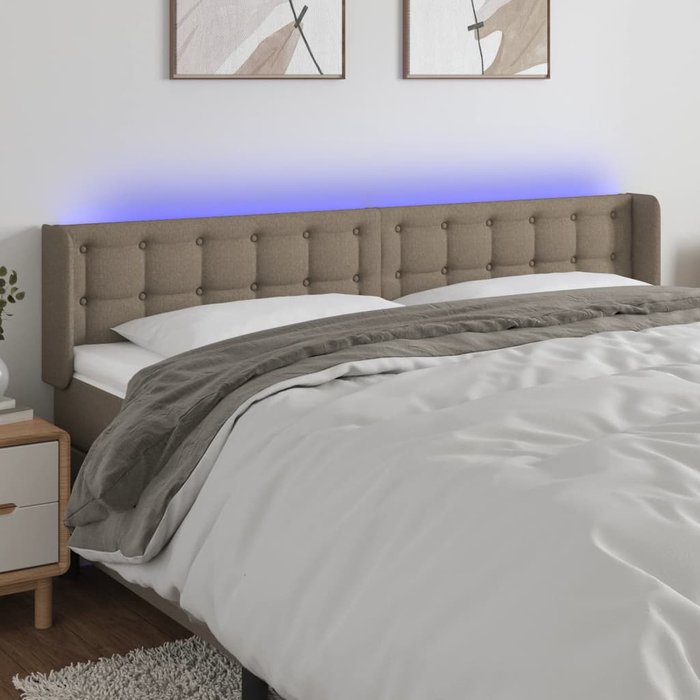 Cabecero con led de tela gris taupe 203x16x78/88 cm
