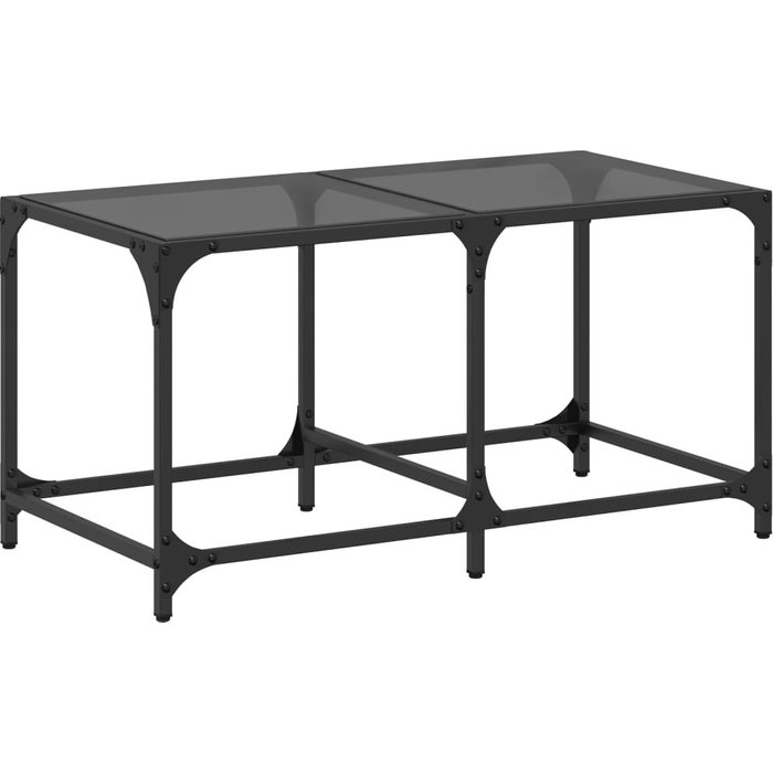 Mesa de centro superficie de vidrio acero negra 78,5x40x40 cm - comfortxl