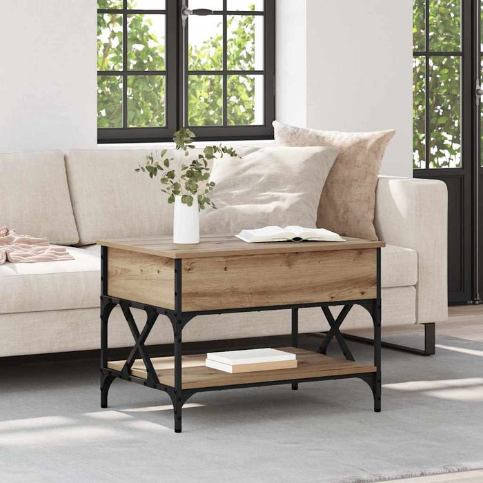 Maison exclusive - mesa de café roble artesanal 70x50x50cm madera contrachapada