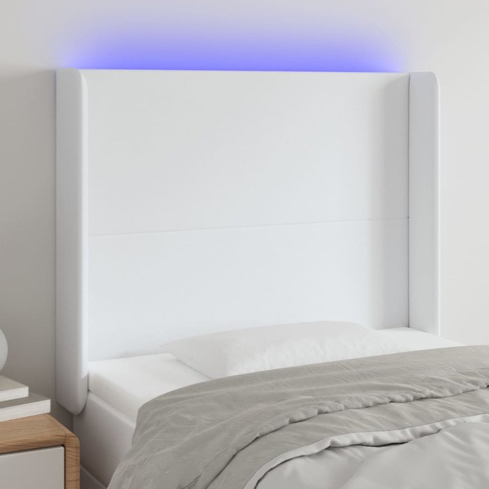 Maison exclusive - cabecero con led cuero sintético blanco 83x16x118/128 cm