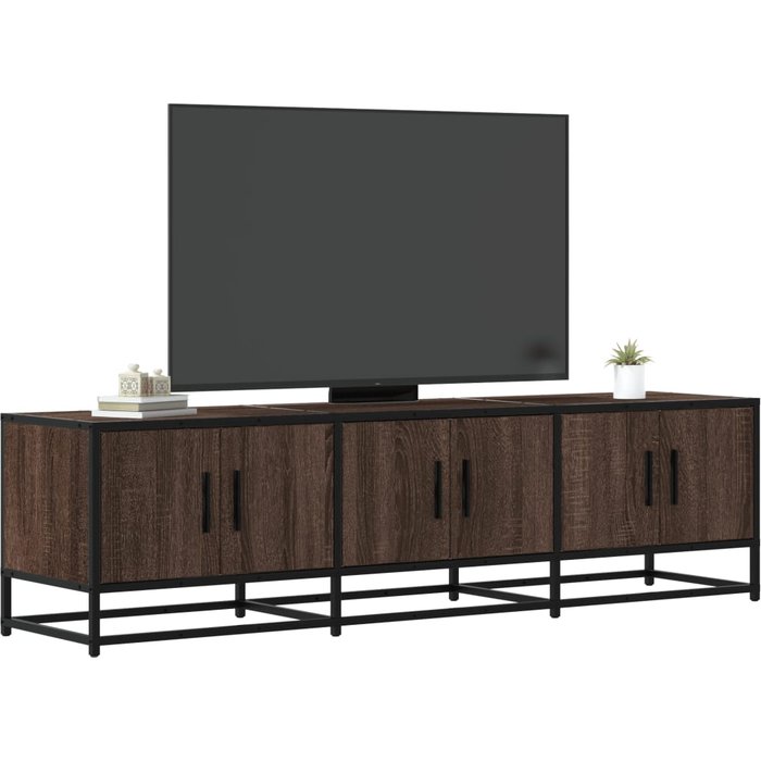 Mueble tv metal y madera ingeniería marrón roble 150x35x41 cm