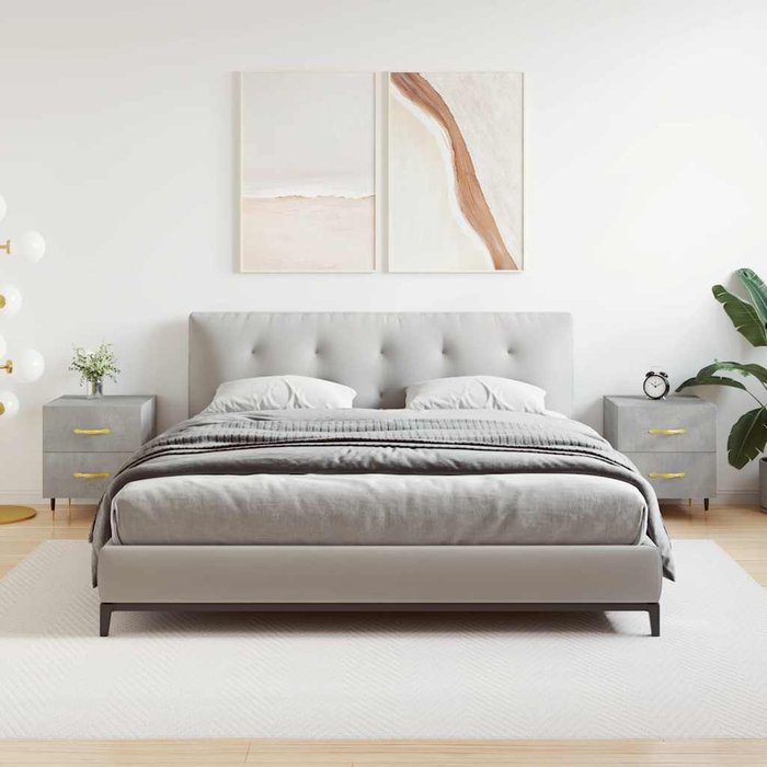 Mesitas de noche, gris hormigón, 40x35x47,5 cm, madera de ingeniería. - pangivo