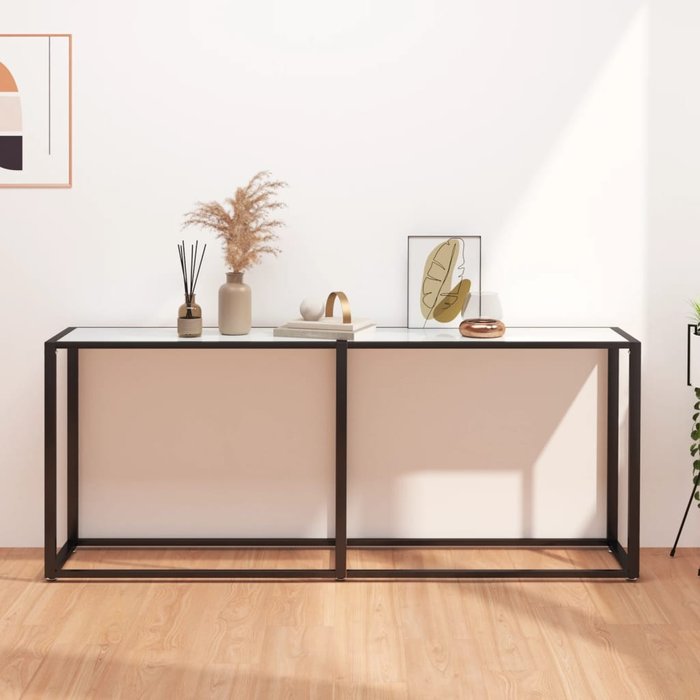 Maison exclusive - mesa consola vidrio templado mármol blanco 180x35x75,5 cm