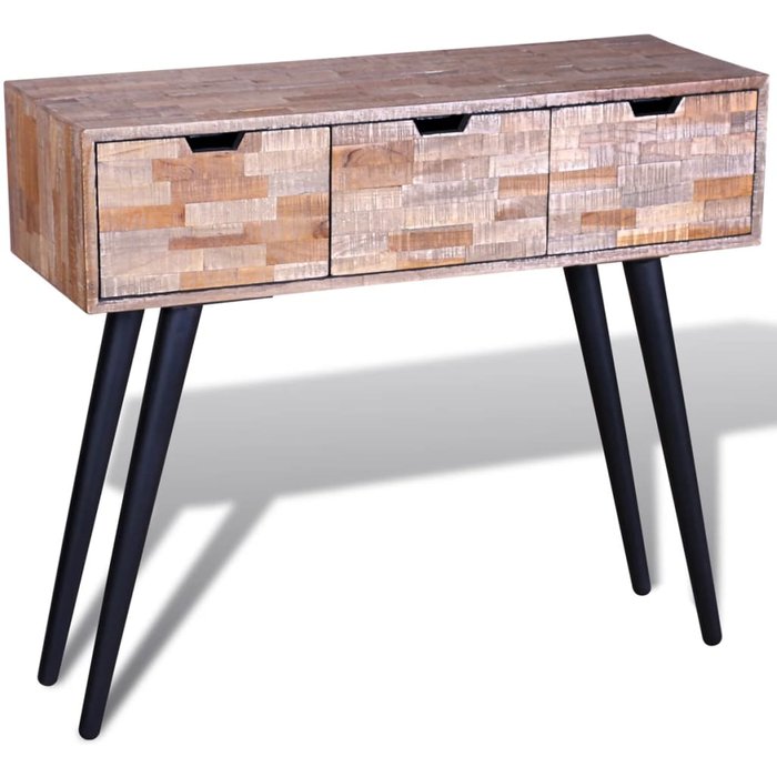 Mesa consola con 3 cajones de madera de teca reciclada