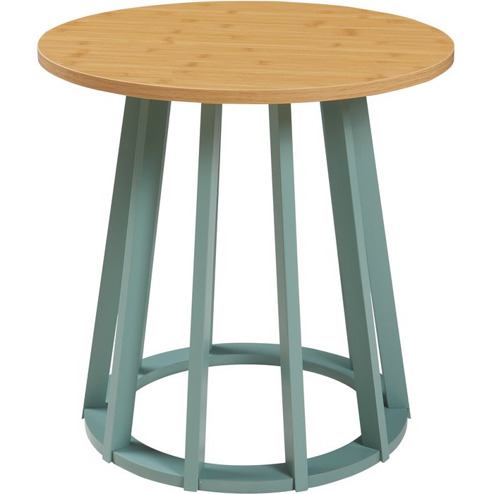 Mesa auxiliar efecto roble / verde pastel 03_0010928