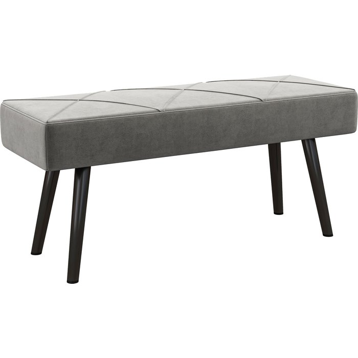 Banco tapizado, banco para cama, aspecto de terciopelo, 100 x 36 x 45 cm, gris.