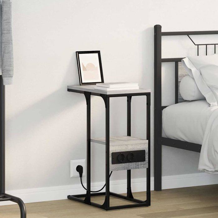 Maison exclusive - armario de noche con cajón gris sonoma 41.5 x 26 x 60.5 cm