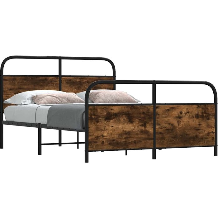 Estructura de cama sin colchón metal roble ahumado 137x190 cm vidaxl