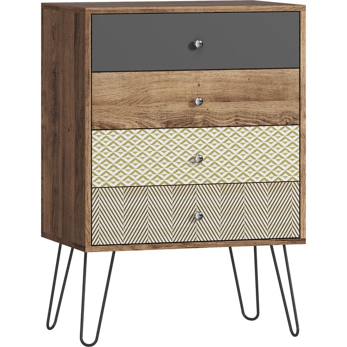 Cómoda homcom melamina de madera, acero multicolor 60x39x86 cm 831-929v00bn