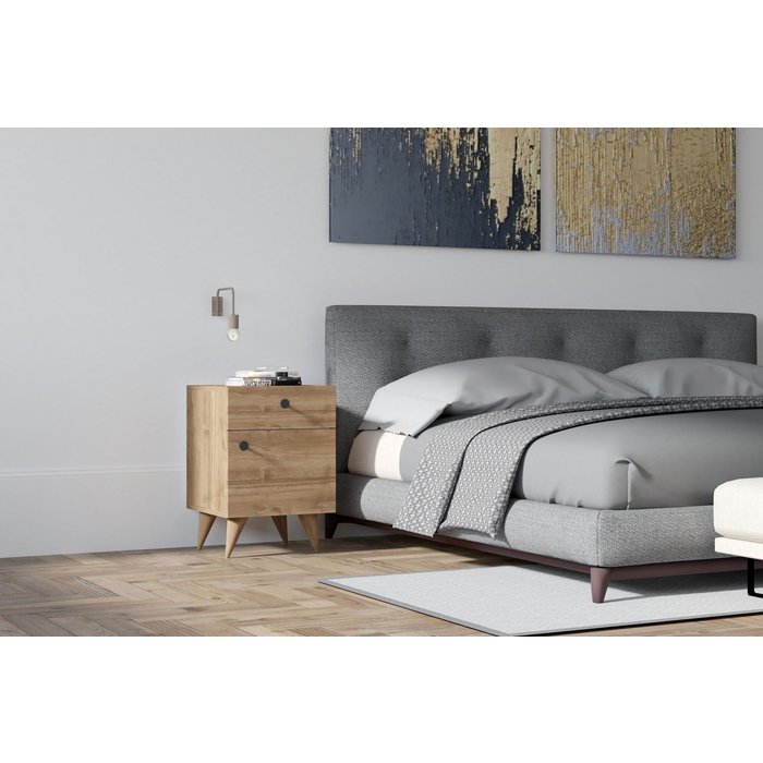 Mesita de noche pila nogal 40x60x44 cm