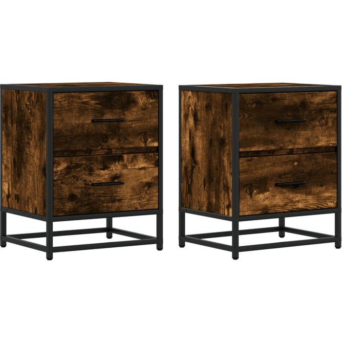 Mesitas noche 2 uds madera ingeniería roble ahumado 40x31x50 cm - comfortxl