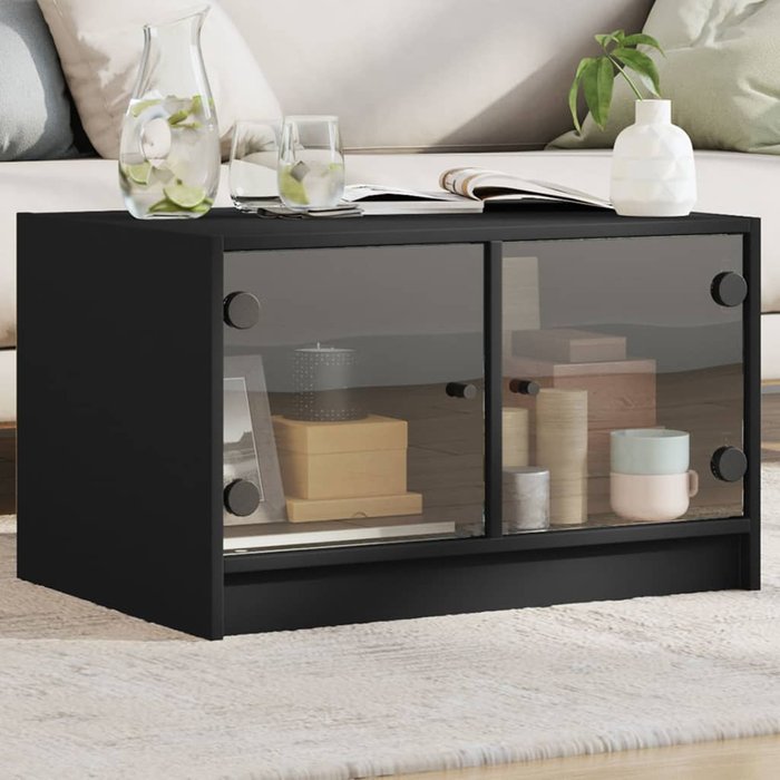 Maison exclusive - mesa de centro con puertas de vidrio negra 68x50x42 cm