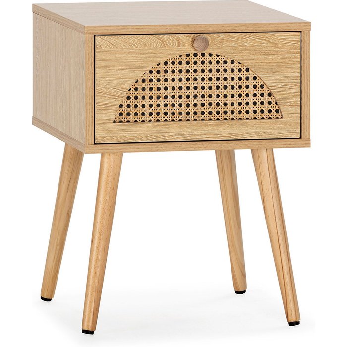 Mesita de noche luna 1 cajón color roble