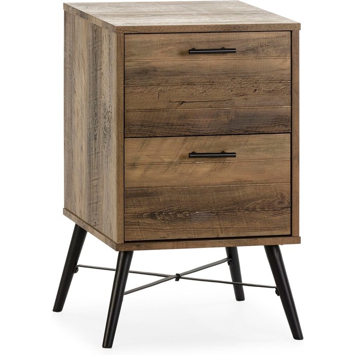 Mesita de noche clavel 2 cajones color rustic, guías metálicas