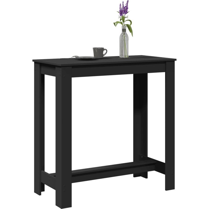 Mesa alta negra de madera contrachapada 102x50x103,5 cm