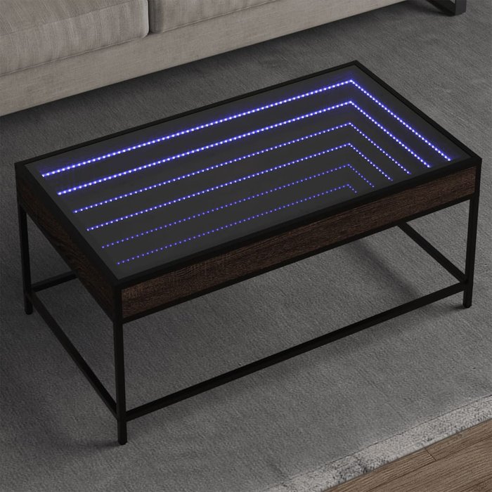 Mesa de centro con infinity led marrón roble 90x50x41 cm