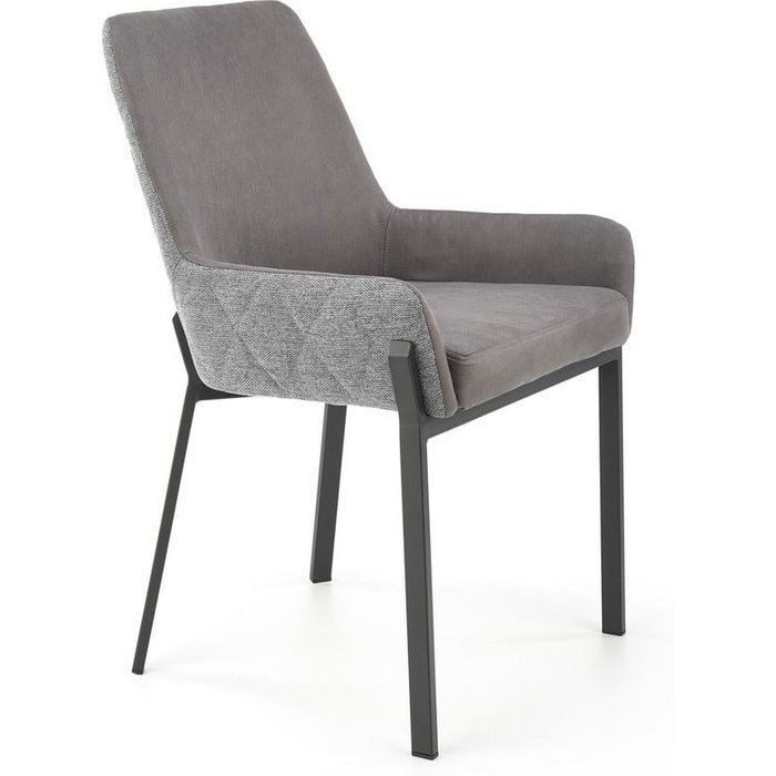 Silla de comedor gris con patas de metal negro ogma