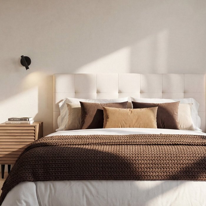 Cabecero doble de tela beige 170x70 cm