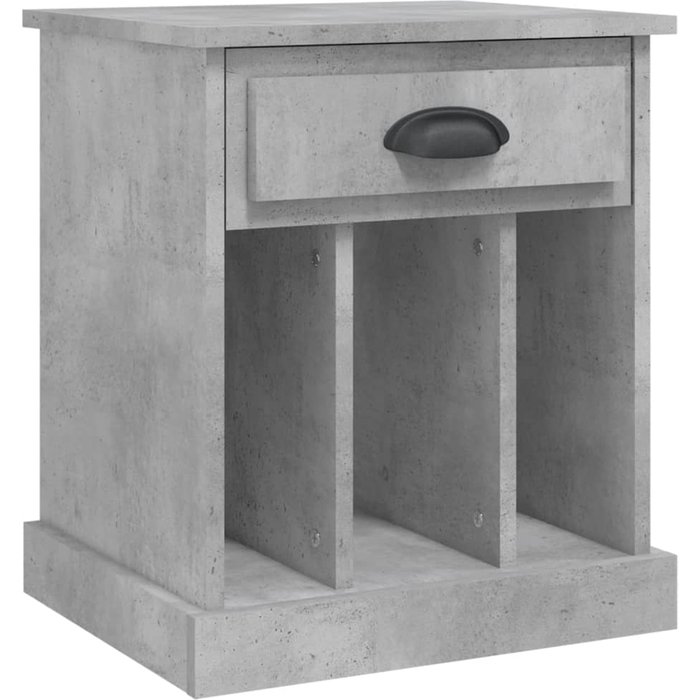 Mesita de noche gris cemento 43x36x50 cm