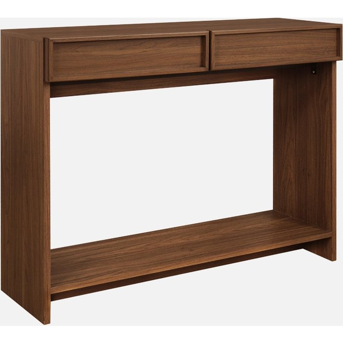 Consola efecto madera con 2 cajones y estante, 100cm nogal - 100x33x78 cm