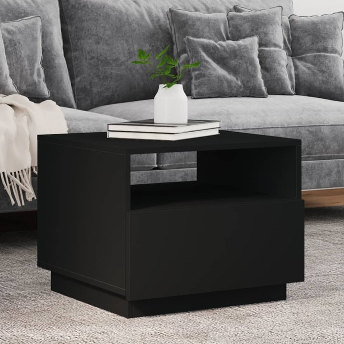 Mesa de centro con luces led negras 50x49x40 cm
