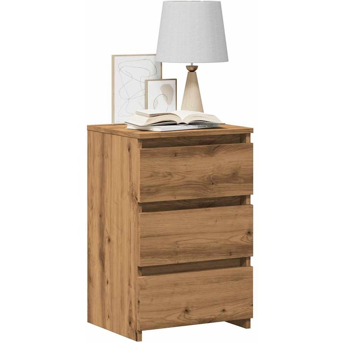 Mesita de noche artesanal de roble 40x35x62,5 cm de madera contrachapada