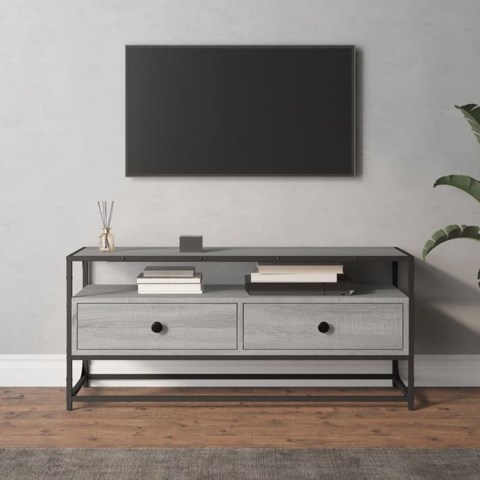 Mueble de tv sonoma gris 100x35x45 cm madera de ingeniería
