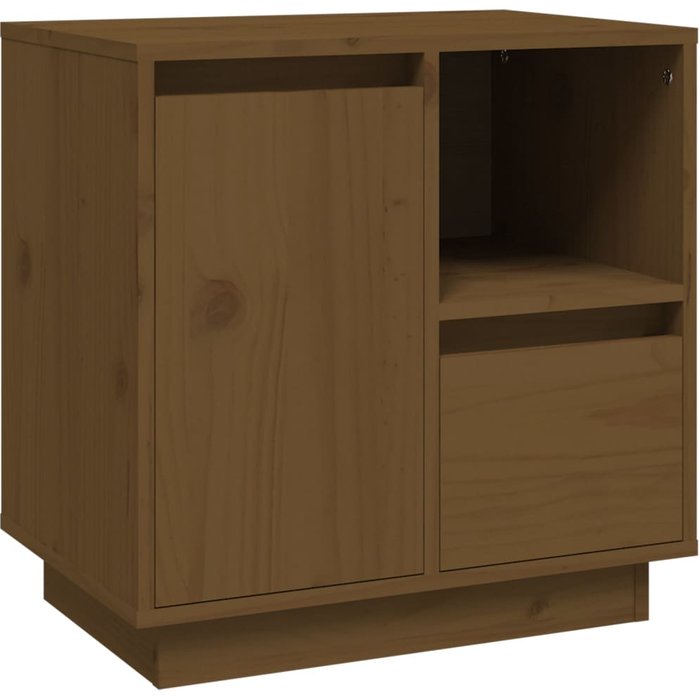 Mesita de noche madera maciza de pino marrón miel 50x34x50 cm - comfortxl