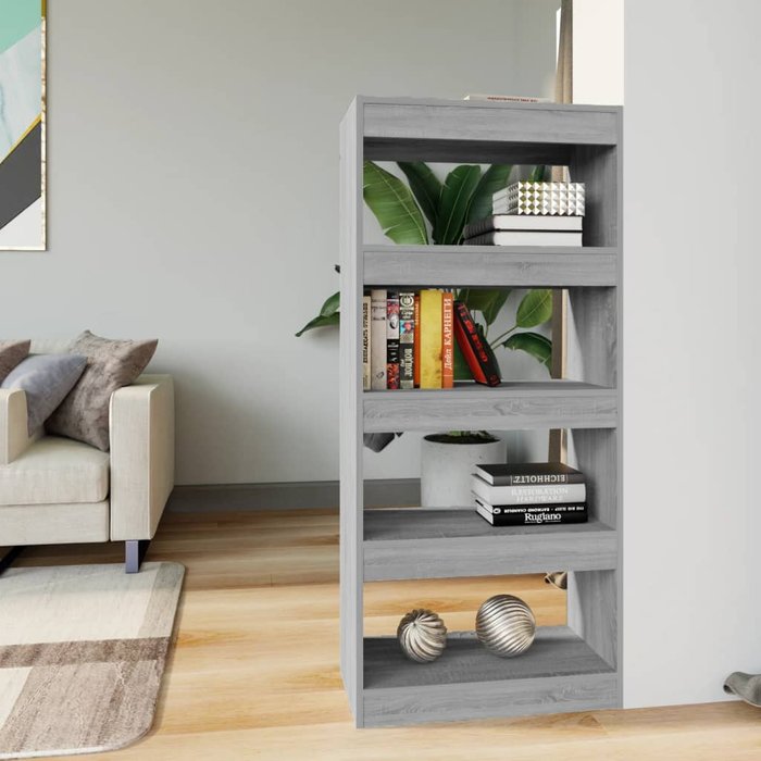 Librería/separador sonoma gris 60x30x135 cm madera contrachapada