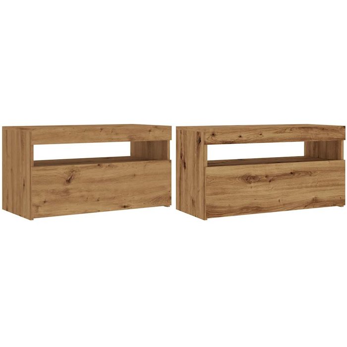 Muebles tv con luces led 2 uds madera ingeniería roble artisan - comfortxl