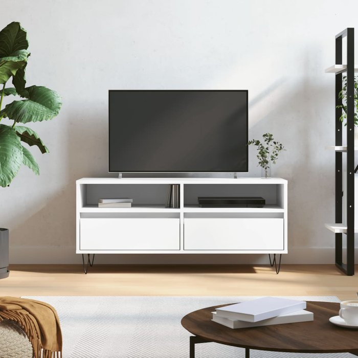 Mueble de tv blanco 100x34,5x44,5 cm madera de ingeniería