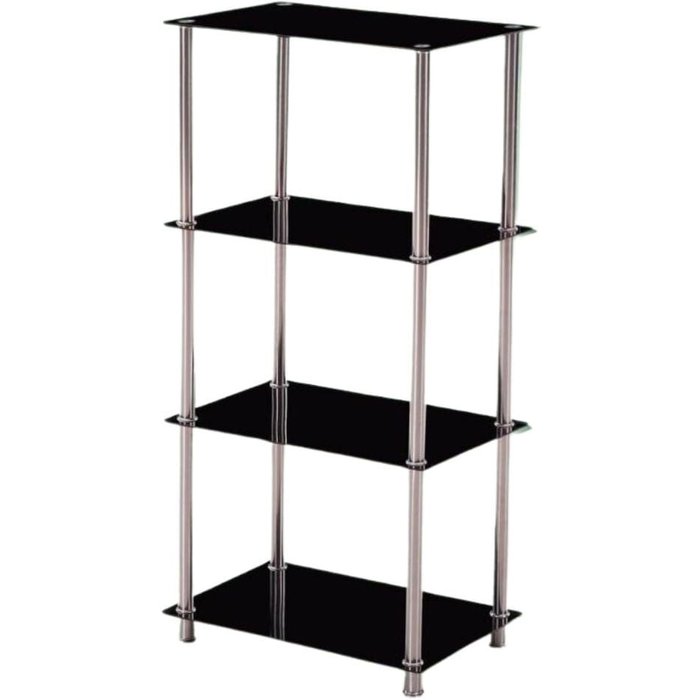 Estantería bristol 4 estantes vidrio templado negro 122x60x40 cm